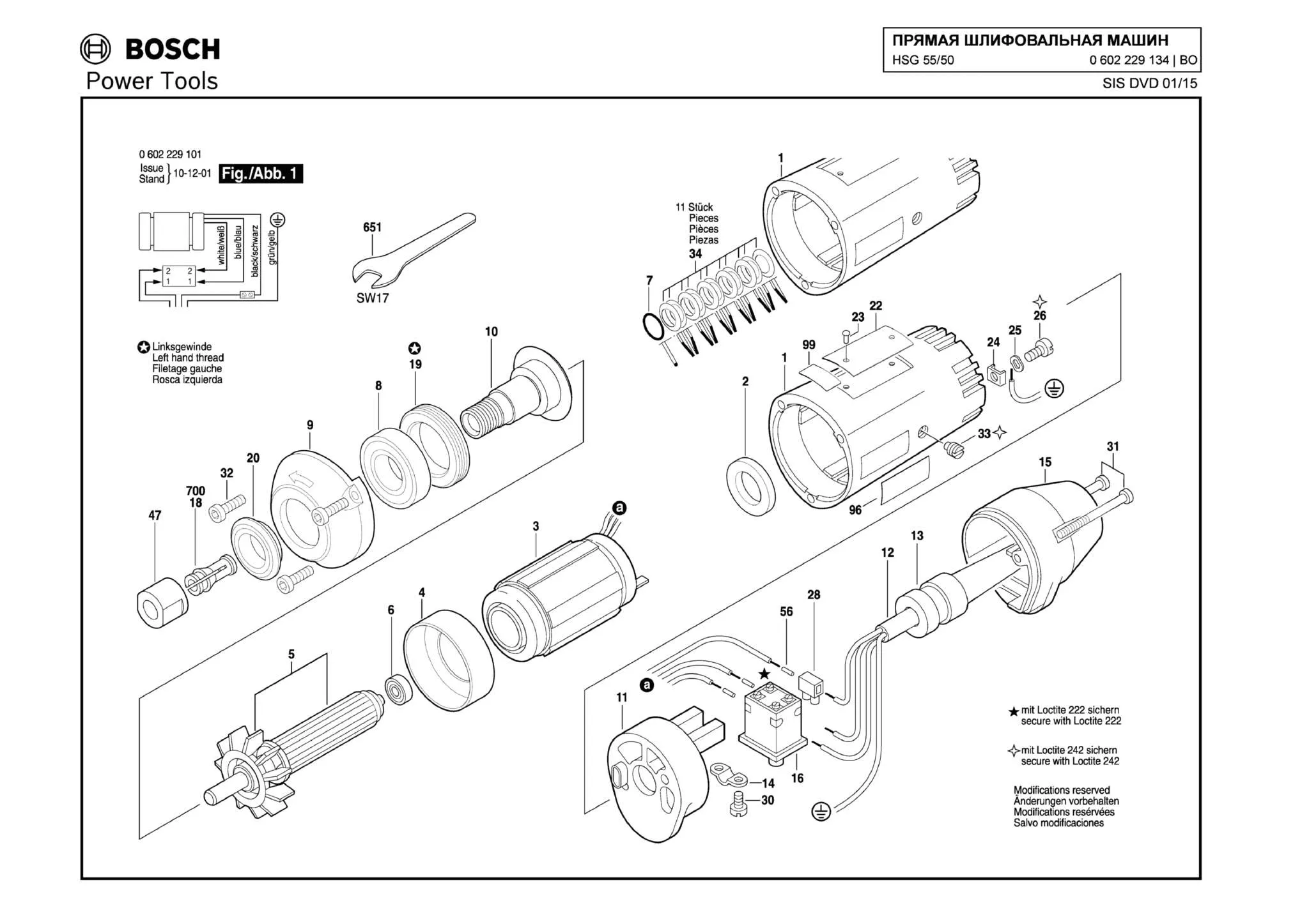 Запчасти, схема и деталировка Bosch HSG 55/50 (ТИП 0602229134)