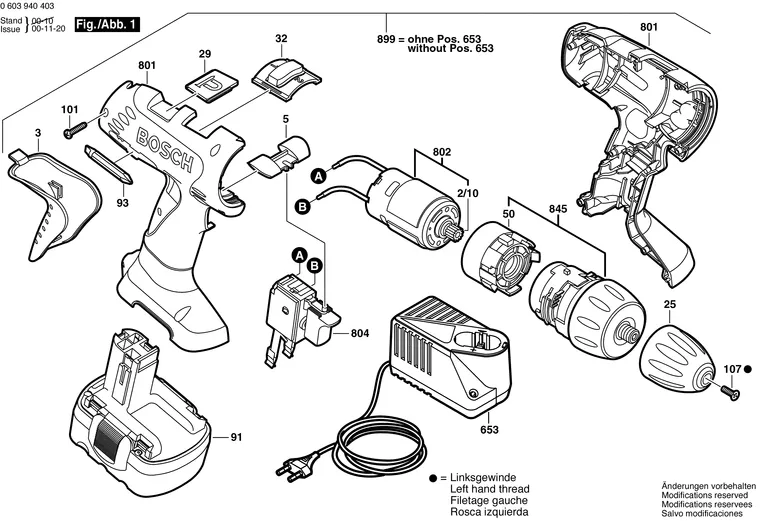 Запчасти, схема и деталировка Bosch PSR 14,4 VE-2 (ТИП 0603940403)