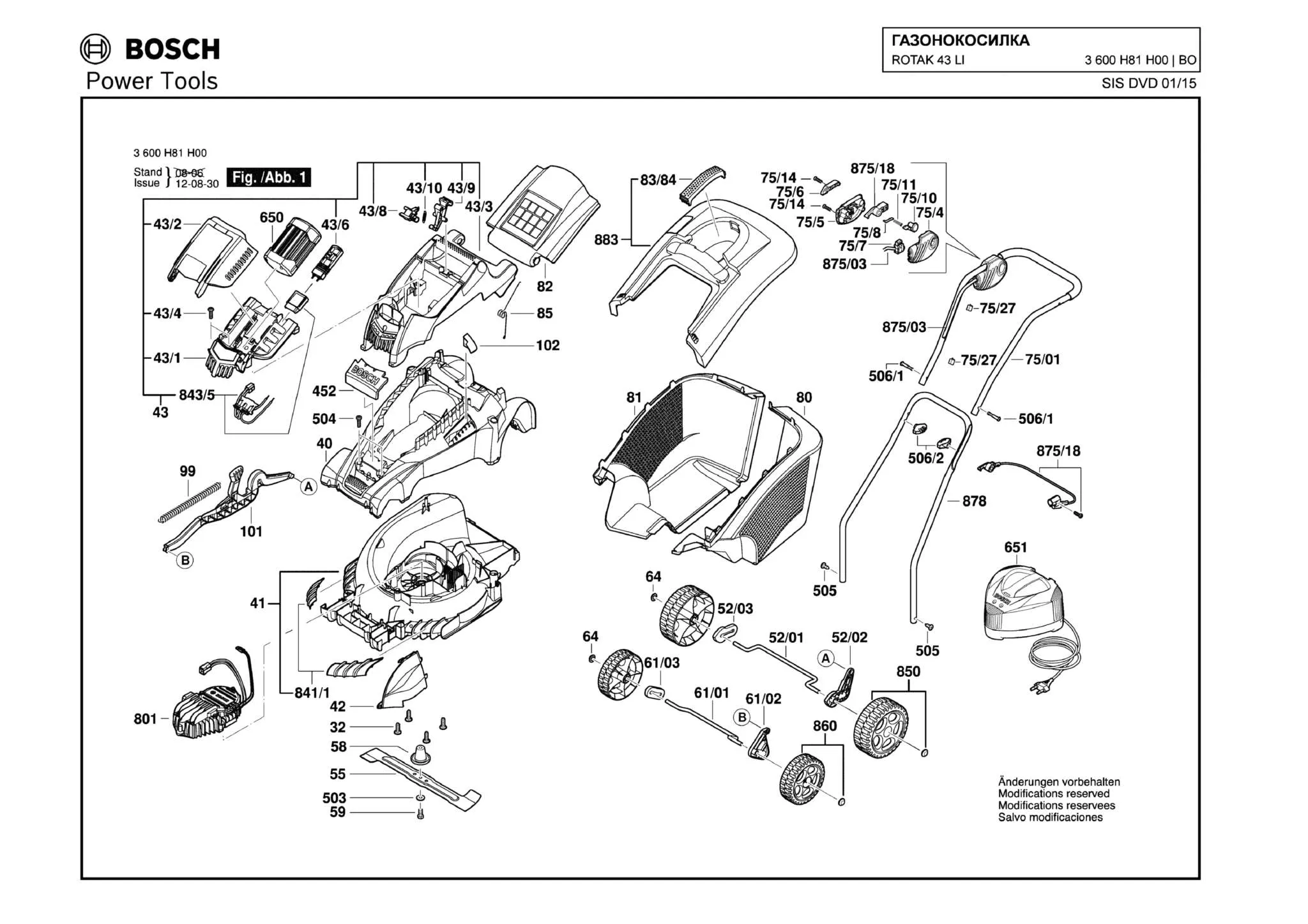 Зарядное устройство 230В/14,4-36В (EU) для Bosch ROTAK 43 LI (ТИП 3600HA4500) (ЧАСТЬ 2) Арт.:2607225657
