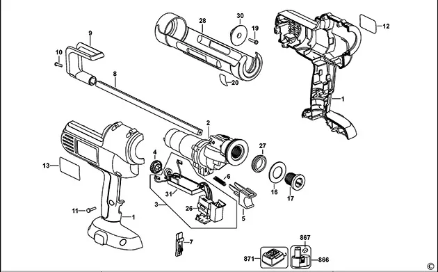Запчасти, схема и деталировка Dewalt DC540 TYPE 11