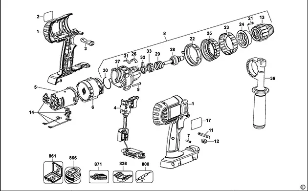 Запчасти, схема и деталировка Dewalt DC910KL TYPE 1