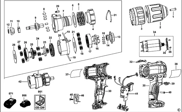 Запчасти, схема и деталировка Dewalt DCD710 TYPE 2