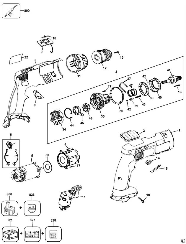 Запчасти, схема и деталировка Dewalt DW976K TYPE 1