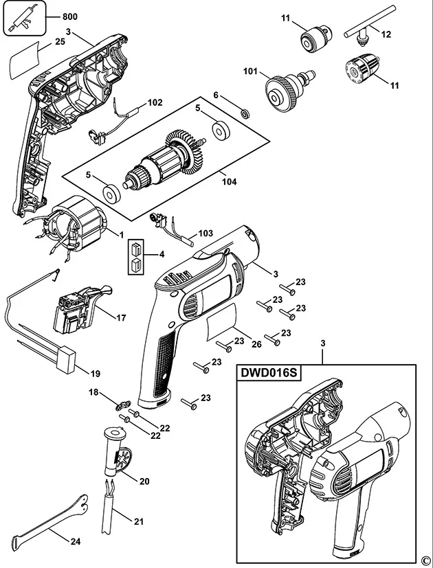 Запчасти, схема и деталировка Dewalt DWD014 TYPE 1