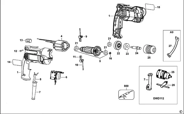 Запчасти, схема и деталировка Dewalt DWD112 TYPE 1