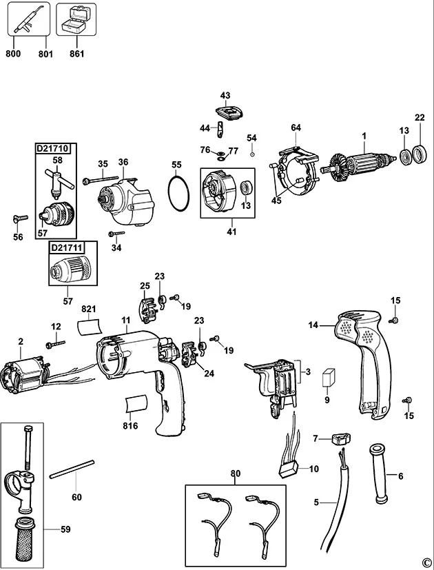 Запчасти, схема и деталировка Dewalt D21710 TYPE 5