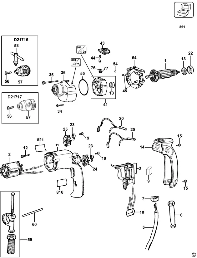 Запчасти, схема и деталировка Dewalt D21716K TYPE 10