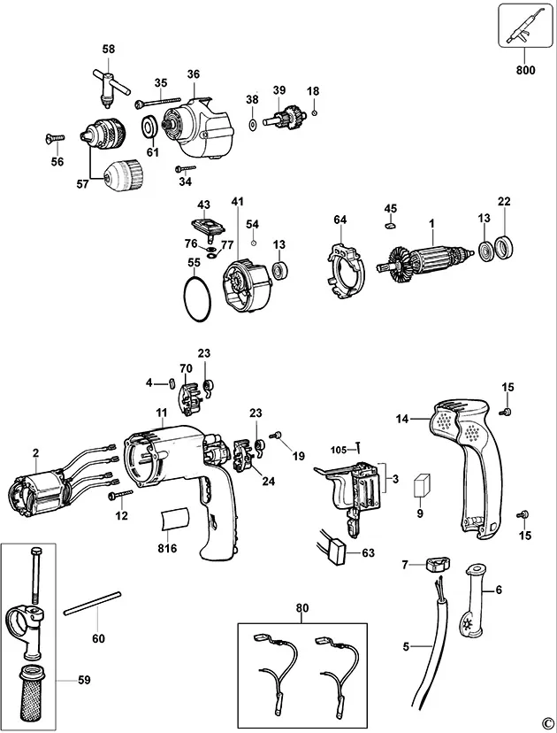 Запчасти, схема и деталировка Dewalt DW205 TYPE 1