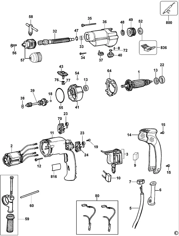 Запчасти, схема и деталировка Dewalt DW500 TYPE 1
