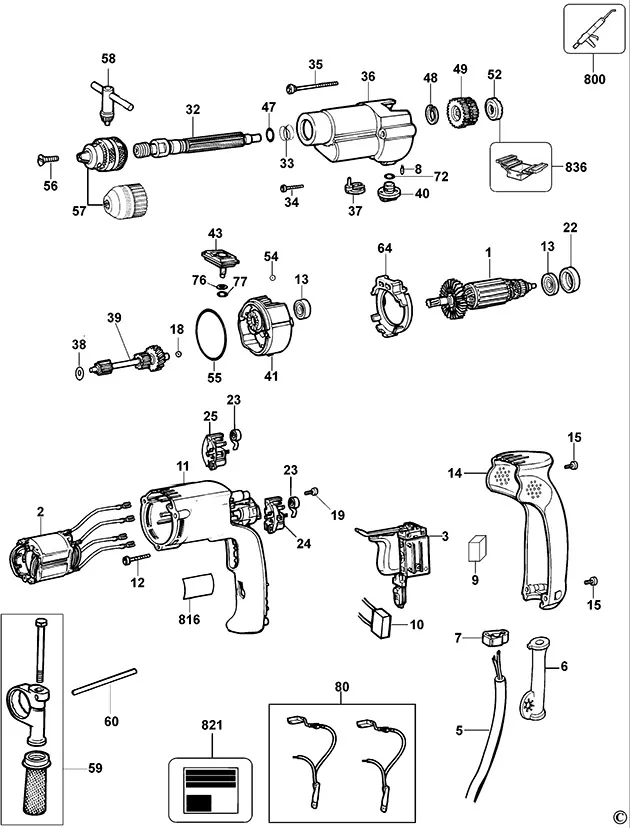 Запчасти, схема и деталировка Dewalt DW500 TYPE 2