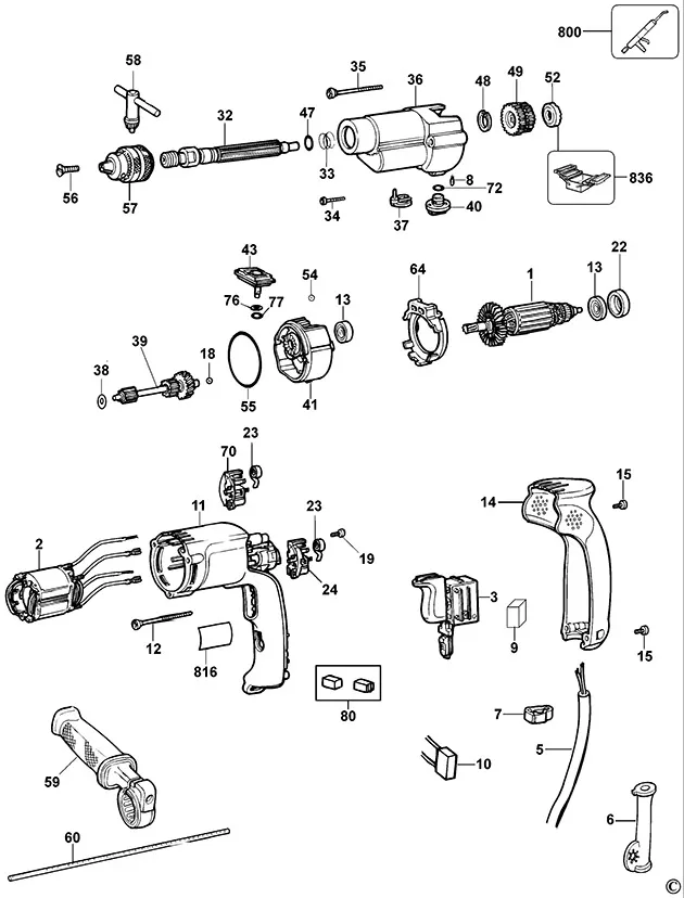 Запчасти, схема и деталировка Dewalt DW501 TYPE 3