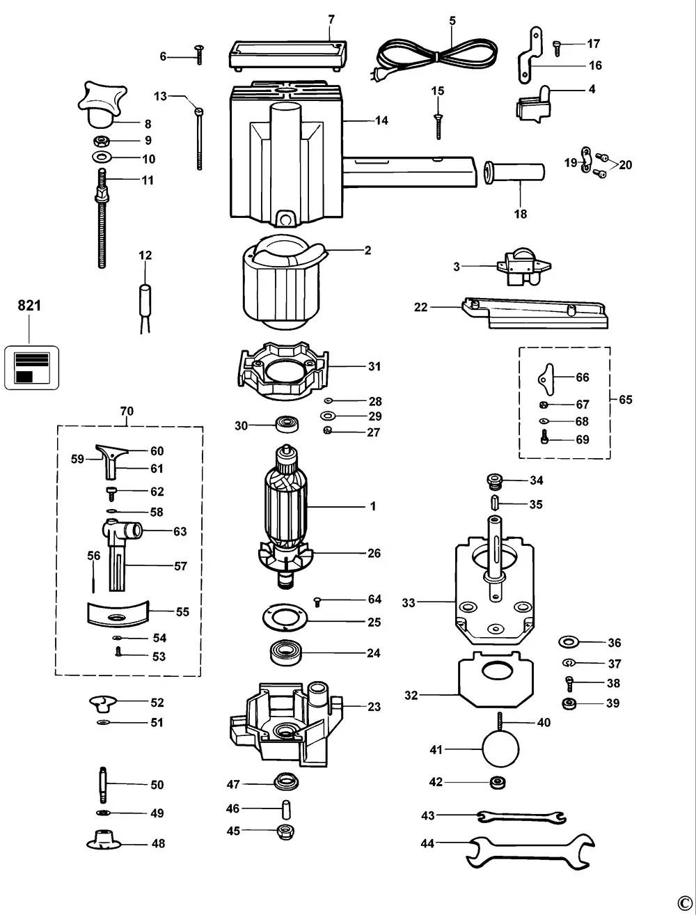 Запчасти, схема и деталировка Dewalt DW609 TYPE 1