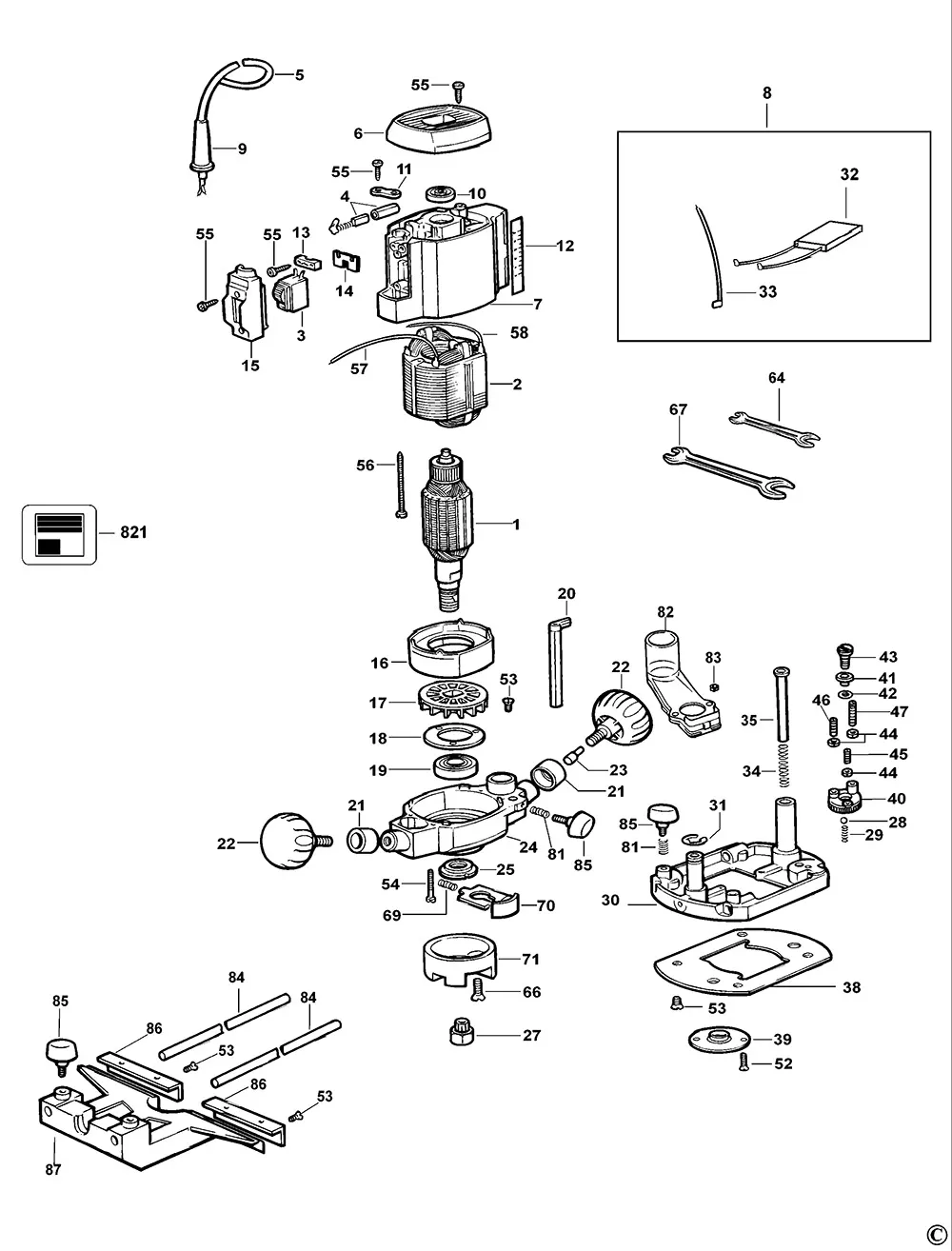 Ротор 230В для Dewalt DW614 TYPE 4 Арт.:868627-01