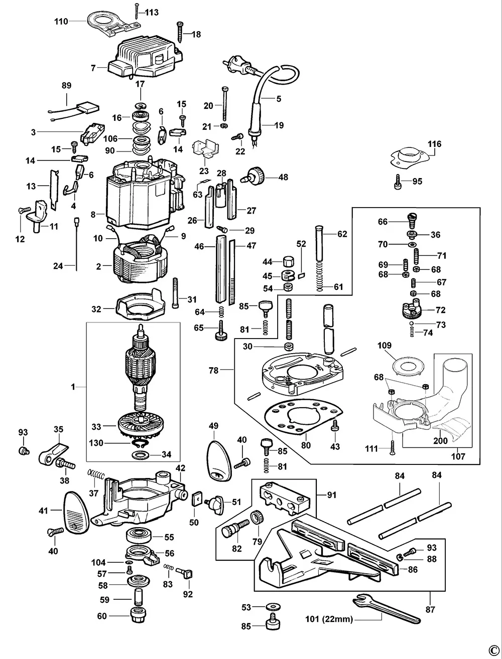Стержень для Dewalt DW624 TYPE 2 Арт.:868566-01