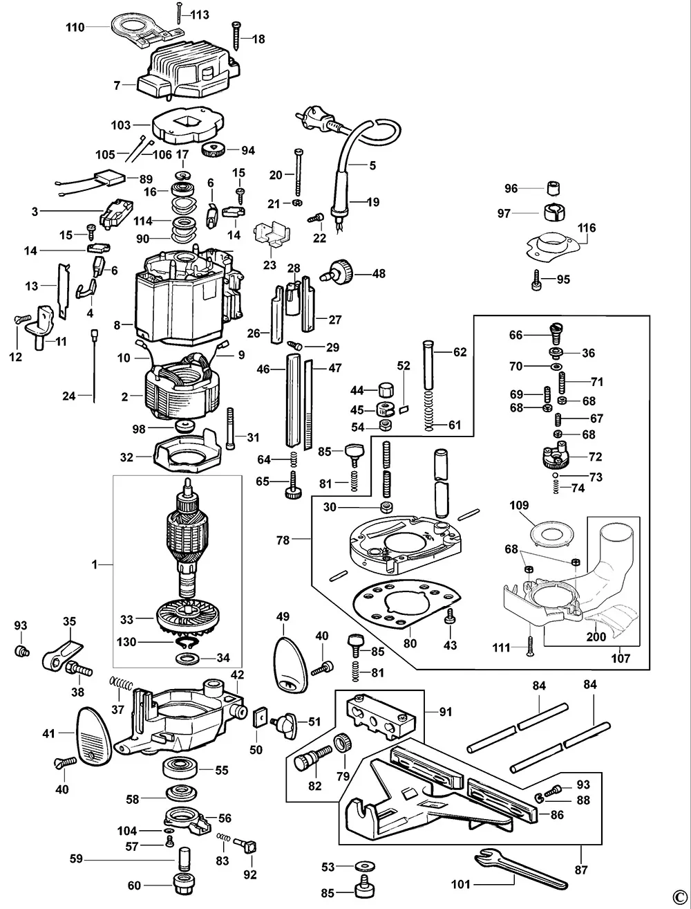 Корпус статора для Dewalt DW625E TYPE 5 Арт.:942934-03