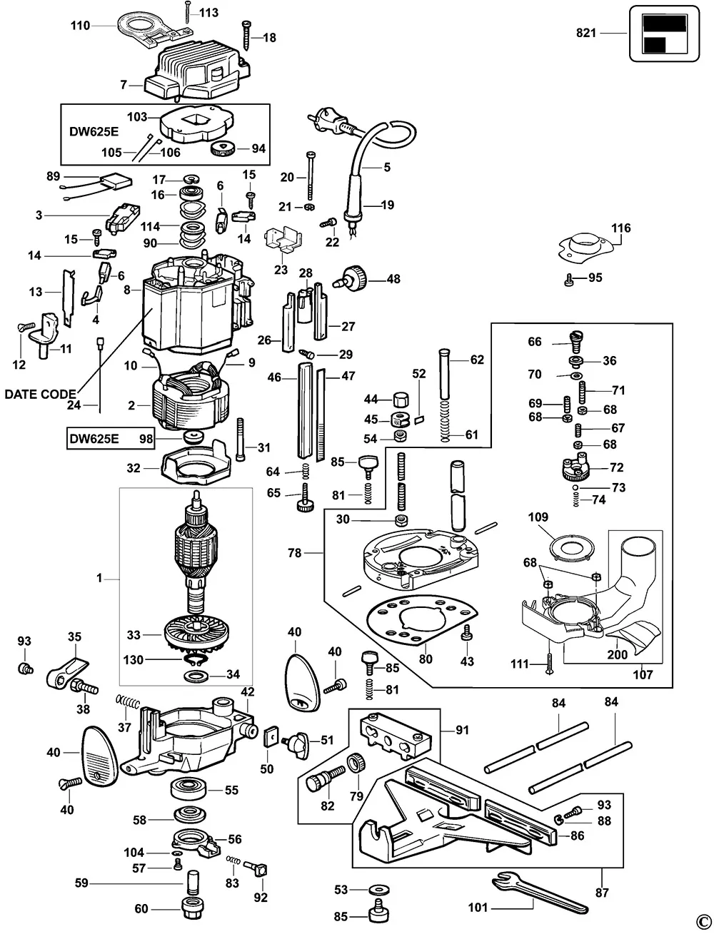 Стойка для Dewalt DW625E TYPE 6 Арт.:868122-00