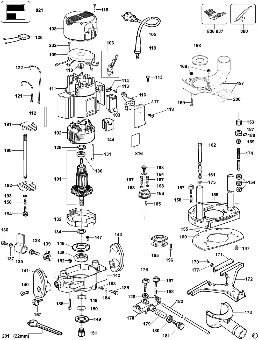 Запчасти, схема и деталировка Dewalt DW626 TYPE 1
