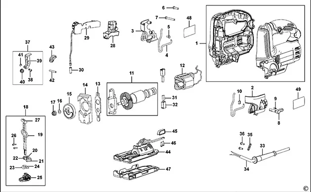 Запчасти, схема и деталировка Dewalt DW349 TYPE 1