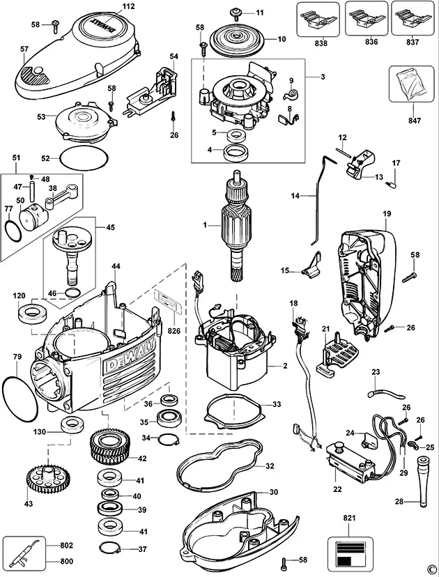 Рычаг для Dewalt D25940K TYPE 1 (КОРПУС И МОТОР) Арт.:487286-00