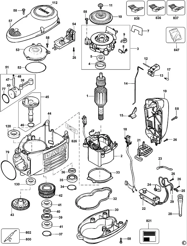 Статор 230В для Dewalt D25940K TYPE 2 (КОРПУС И МОТОР) Арт.:579827-00