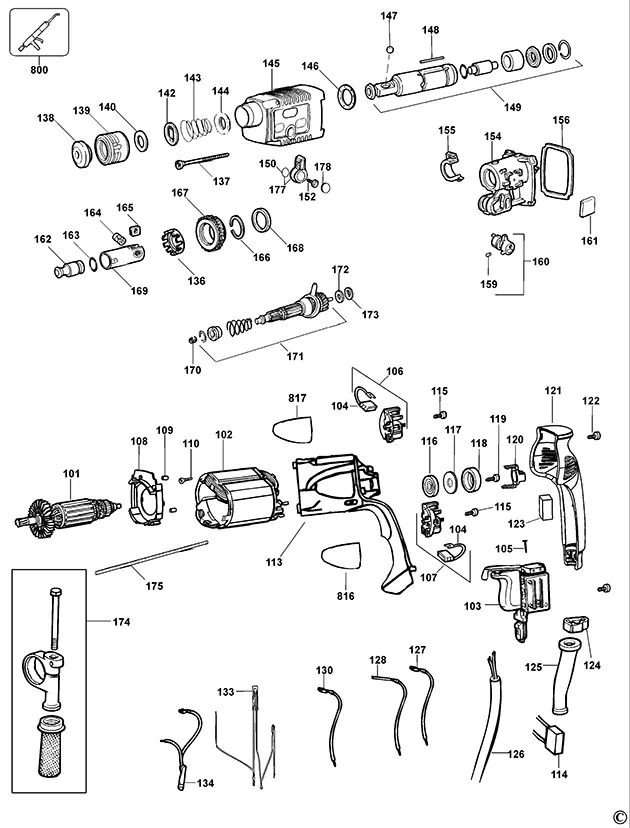 Запчасти, схема и деталировка Dewalt D25002K TYPE 3