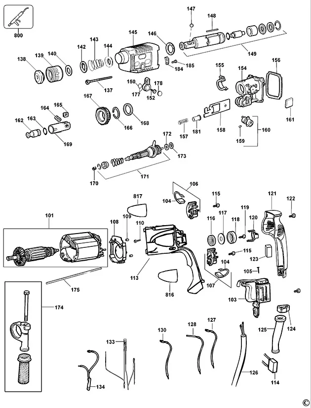 Запчасти, схема и деталировка Dewalt D25003K TYPE 1