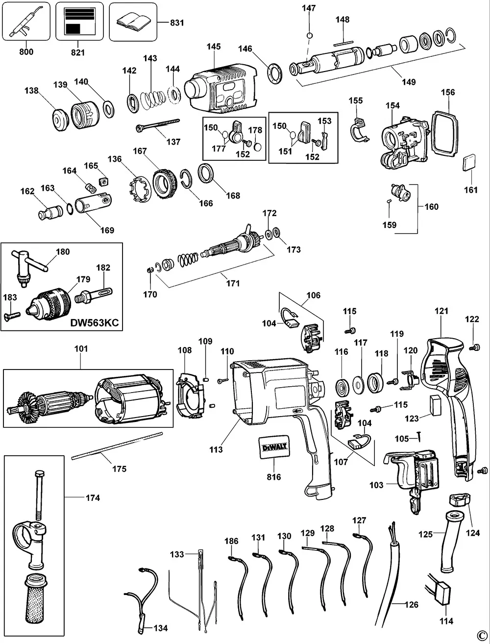 Запчасти, схема и деталировка Dewalt DW563 TYPE 3