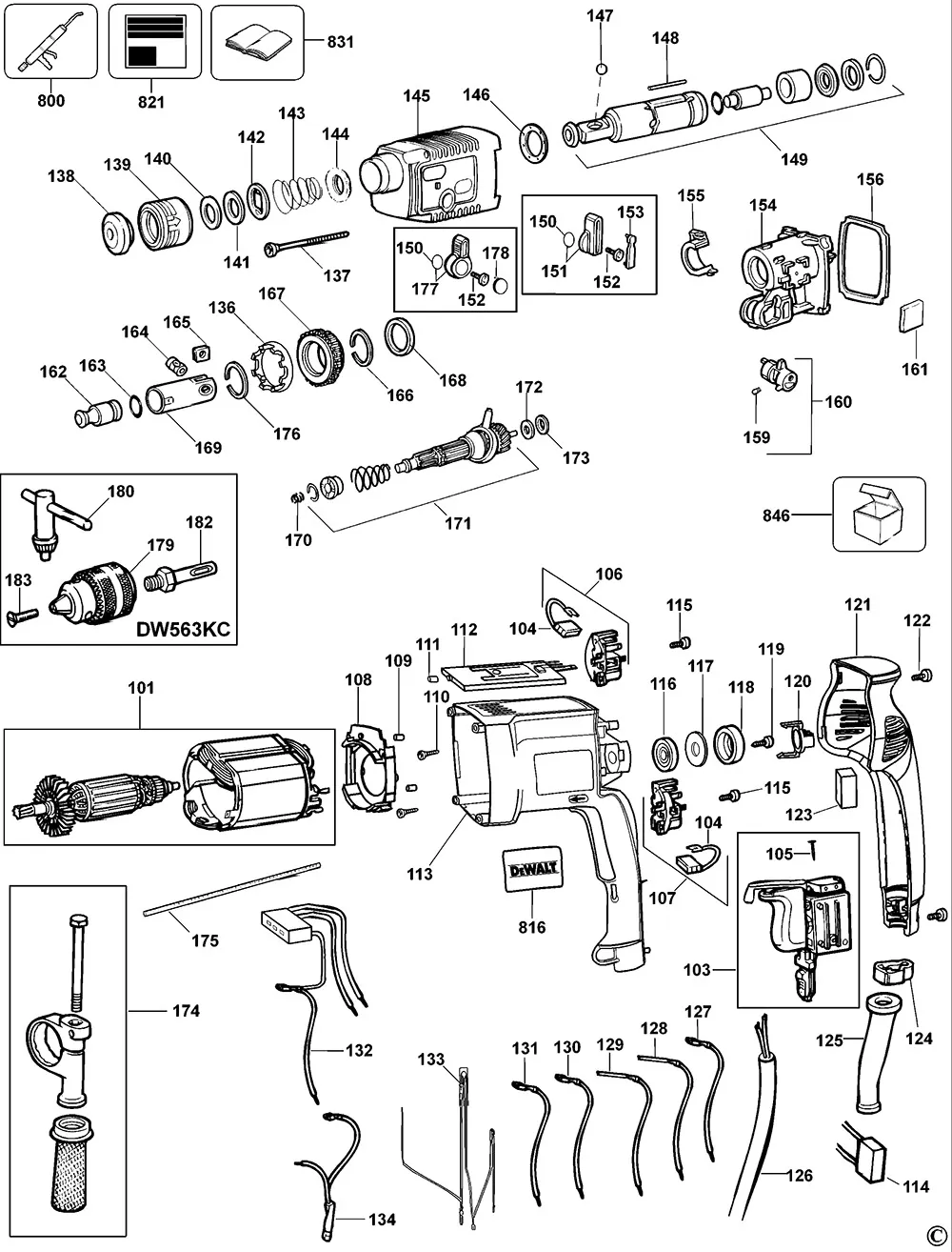 Запчасти, схема и деталировка Dewalt DW563K TYPE 1