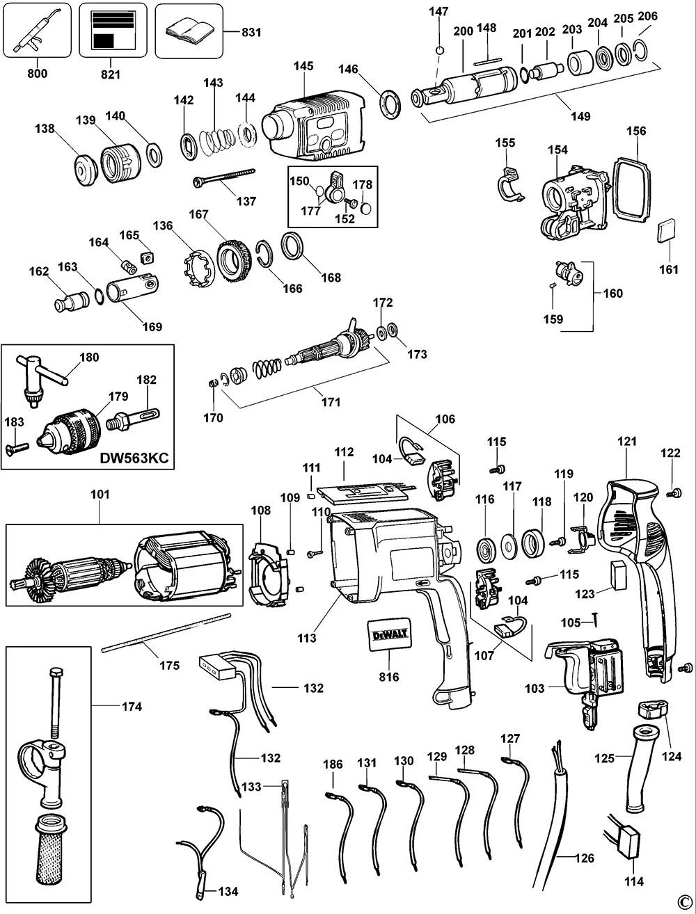 Запчасти, схема и деталировка Dewalt DW566K TYPE 2