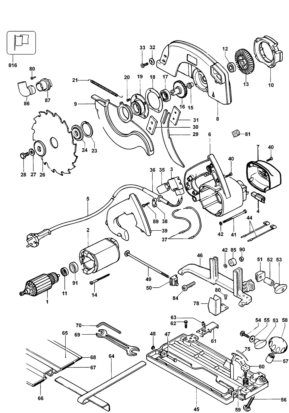 Кабель сетевой для Dewalt DW365 TYPE 5 Арт.:379090