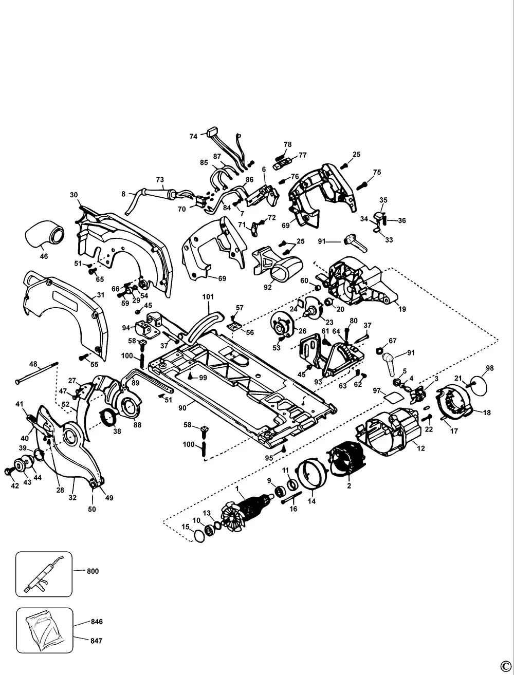 Кабель сетевой для Dewalt DW86 TYPE 1 Арт.:330080-31