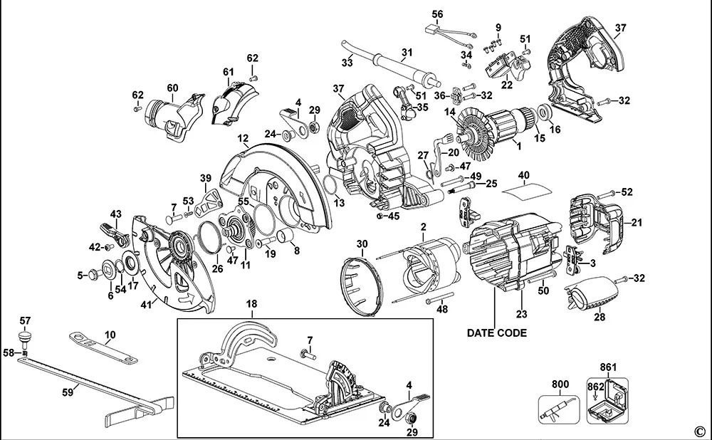 Запчасти, схема и деталировка Dewalt DWE575 TYPE 1