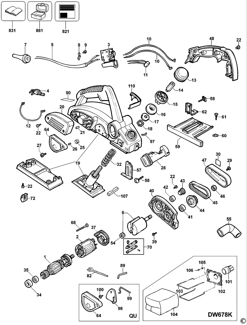 Запчасти, схема и деталировка Dewalt DW678 TYPE 4