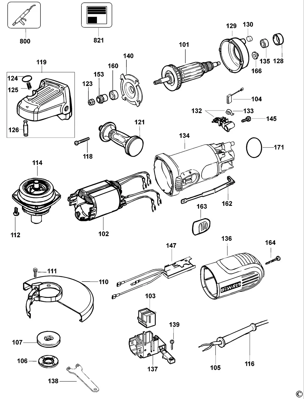 Корпус статора для Dewalt D28152 TYPE 1 Арт.:615071-00