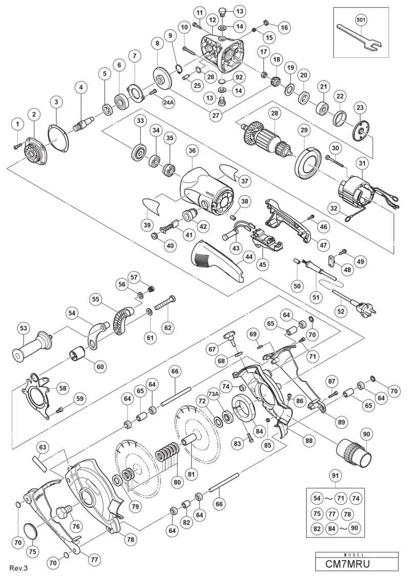 Запчасти, схема и деталировка Hitachi CM7MRU