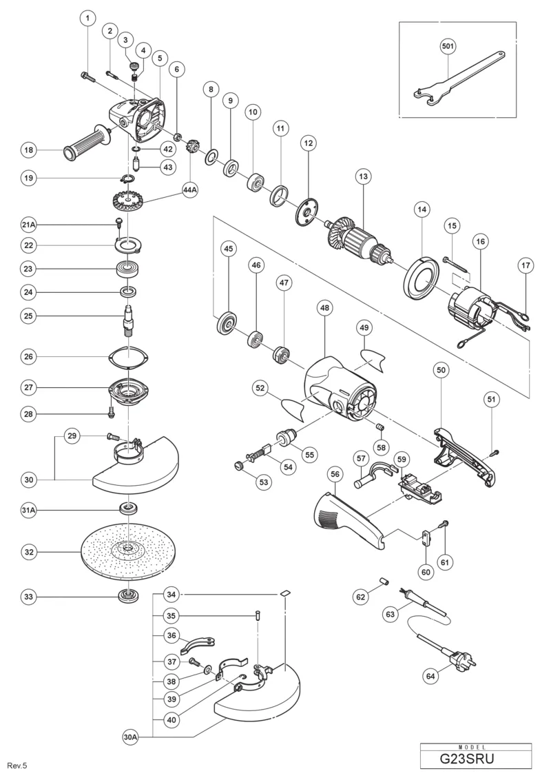 Шпиндель для Hitachi G23SRU Арт.:320234