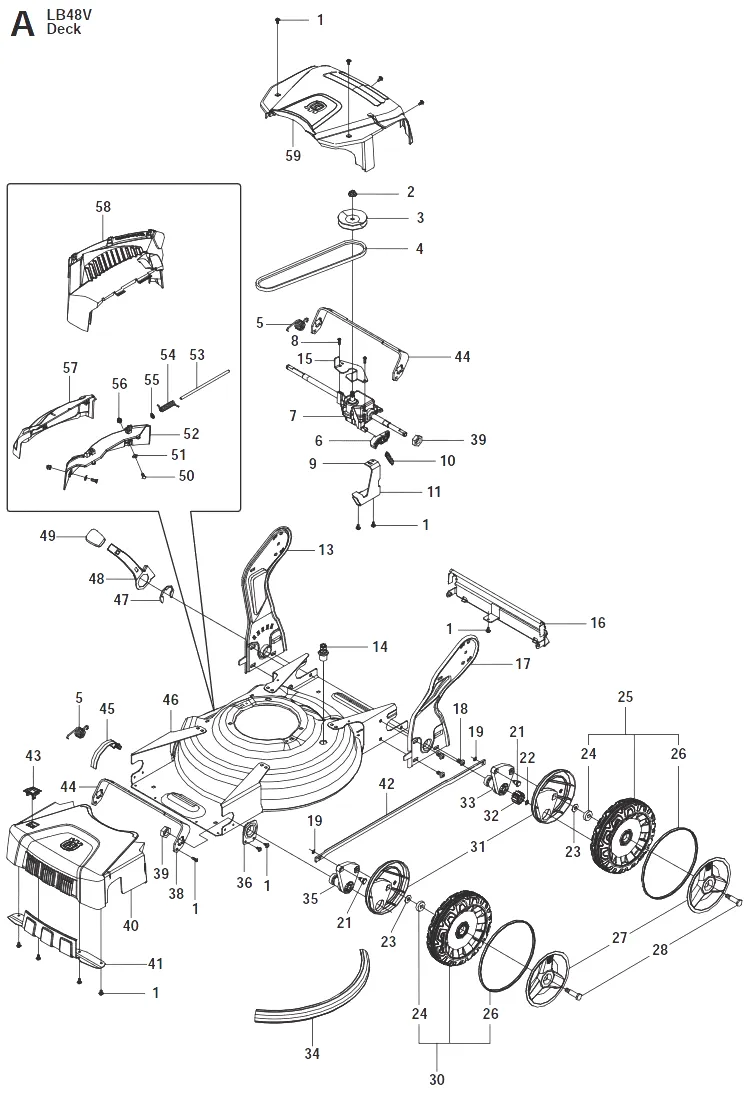 HANDLE SUPPORT для Основная деталировка для бензиновой газонокосилки Husqvarna LB48V Арт.:5040000-01