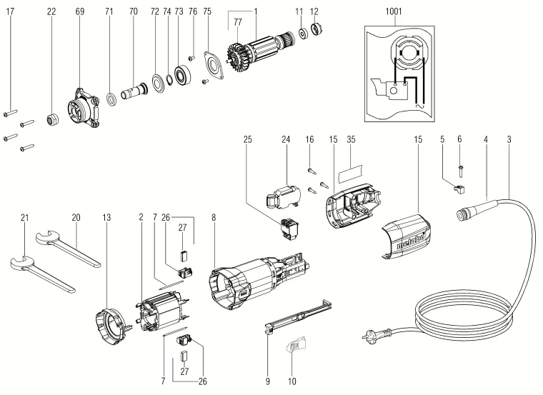 Щеткодержатель в сборе 230В для Metabo FME 737 (6.00737.00) (ТИП 00737001) Арт.:316046890