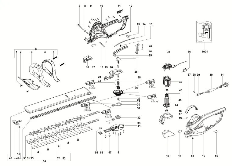 Запчасти, схема и деталировка Metabo HS 8755 (6.08755.00) (ТИП 08755001)