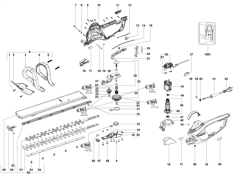 Запчасти, схема и деталировка Metabo HS 8855 (ТИП 08855000)