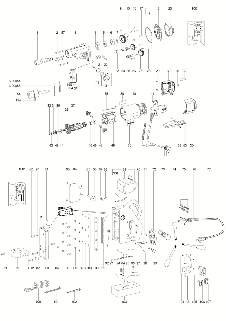 Запчасти, схема и деталировка Metabo MAG 50 (ТИП 00331000)