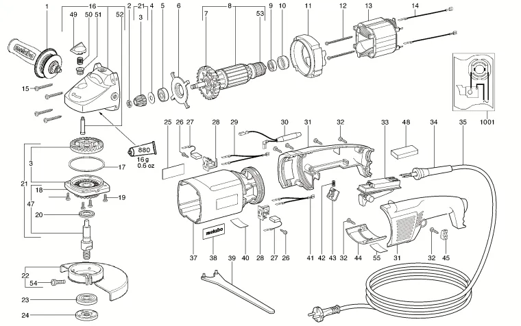 Запчасти, схема и деталировка Metabo W 14-150 ERGO (ТИП 06251260)