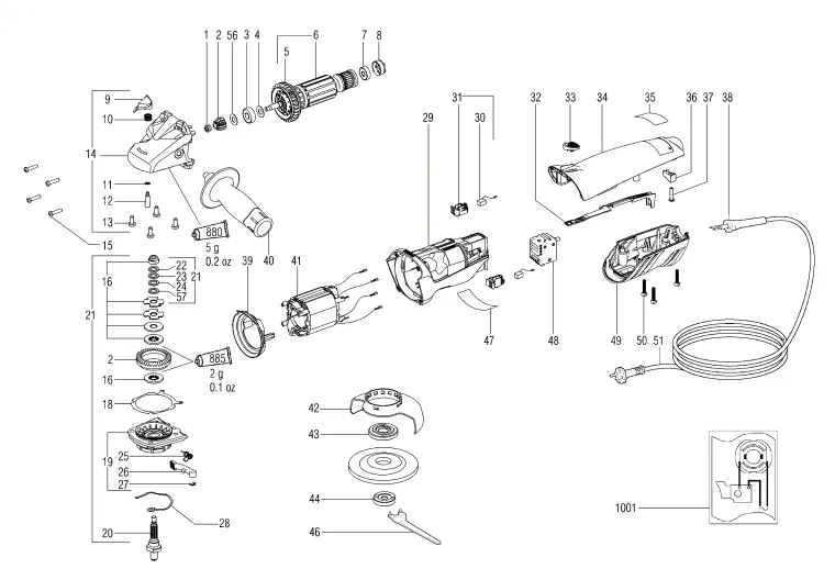 Запчасти, схема и деталировка Metabo W 8-100 (ТИП 00258000)