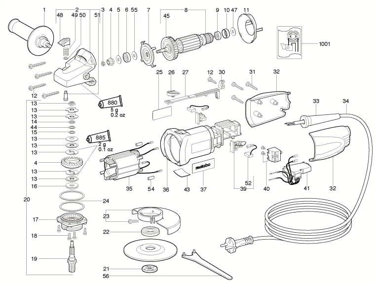 Корпус двигателя для Metabo WE 9-125 SP (ТИП 00924001) Арт.:315012620
