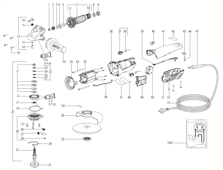 Запчасти, схема и деталировка Metabo WEA 14-150 PLUS (ТИП 01106000)