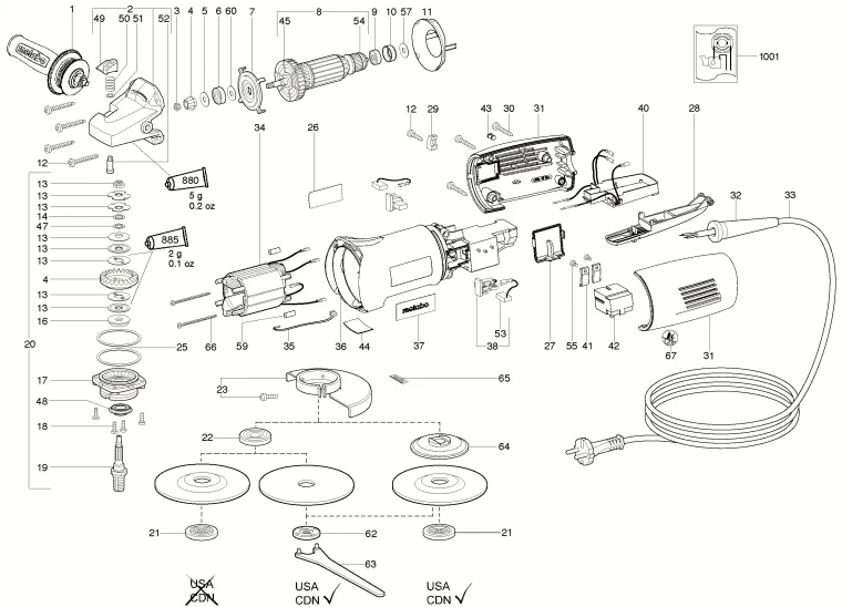 Шпиндель для Metabo WEP 14-150 QUICK (ТИП 01452000) Арт.:341161030