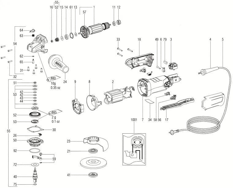 Запчасти, схема и деталировка Metabo WP 12-125 QUICK (6.00414.00) (ТИП 00414000)