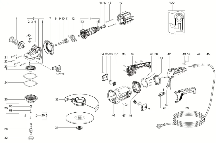 Запчасти, схема и деталировка Metabo WXLA 26-230 QUICK (ТИП 06455001)