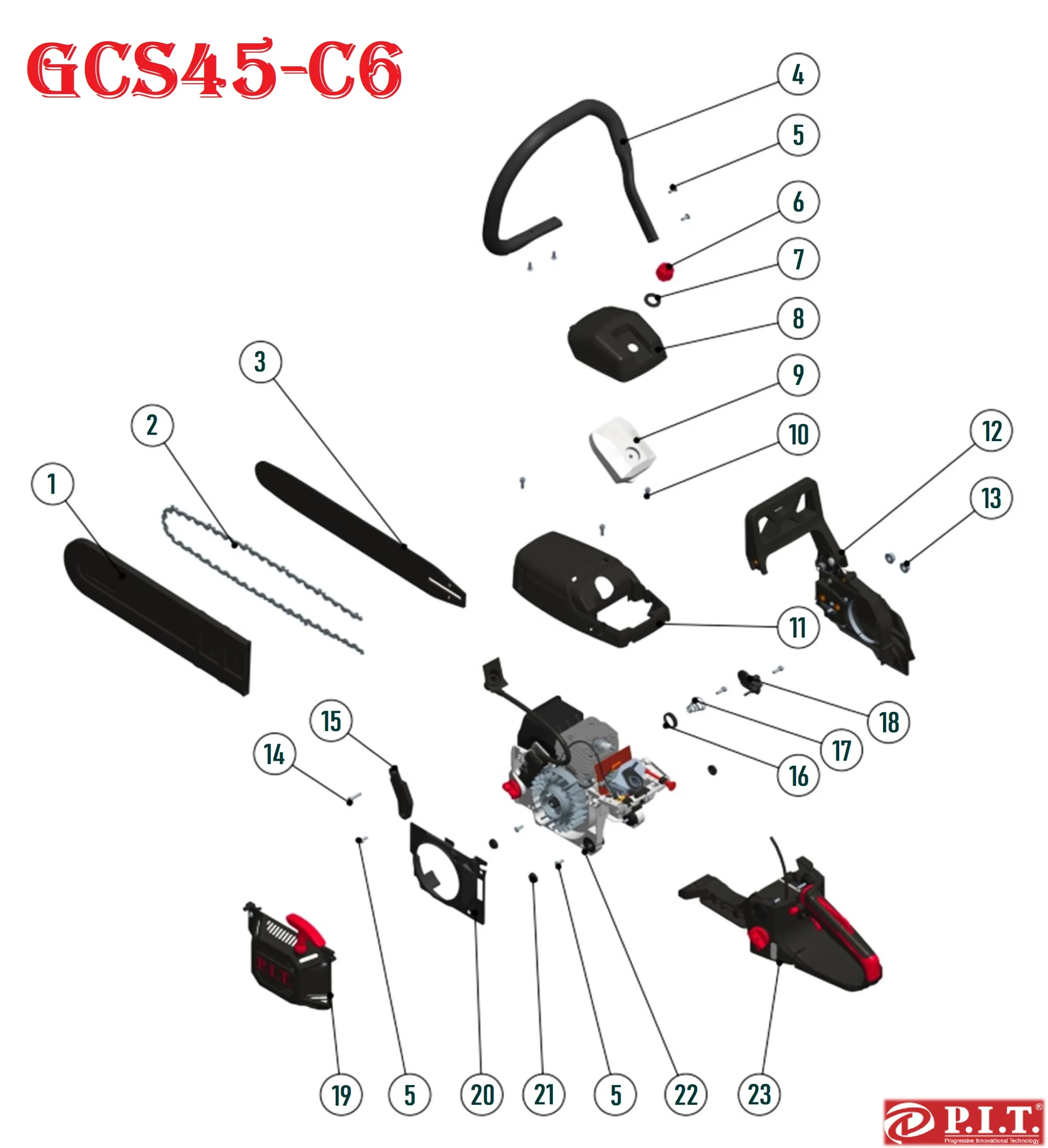 Запчасти, схема и деталировка P.I.T. GCS45-C6