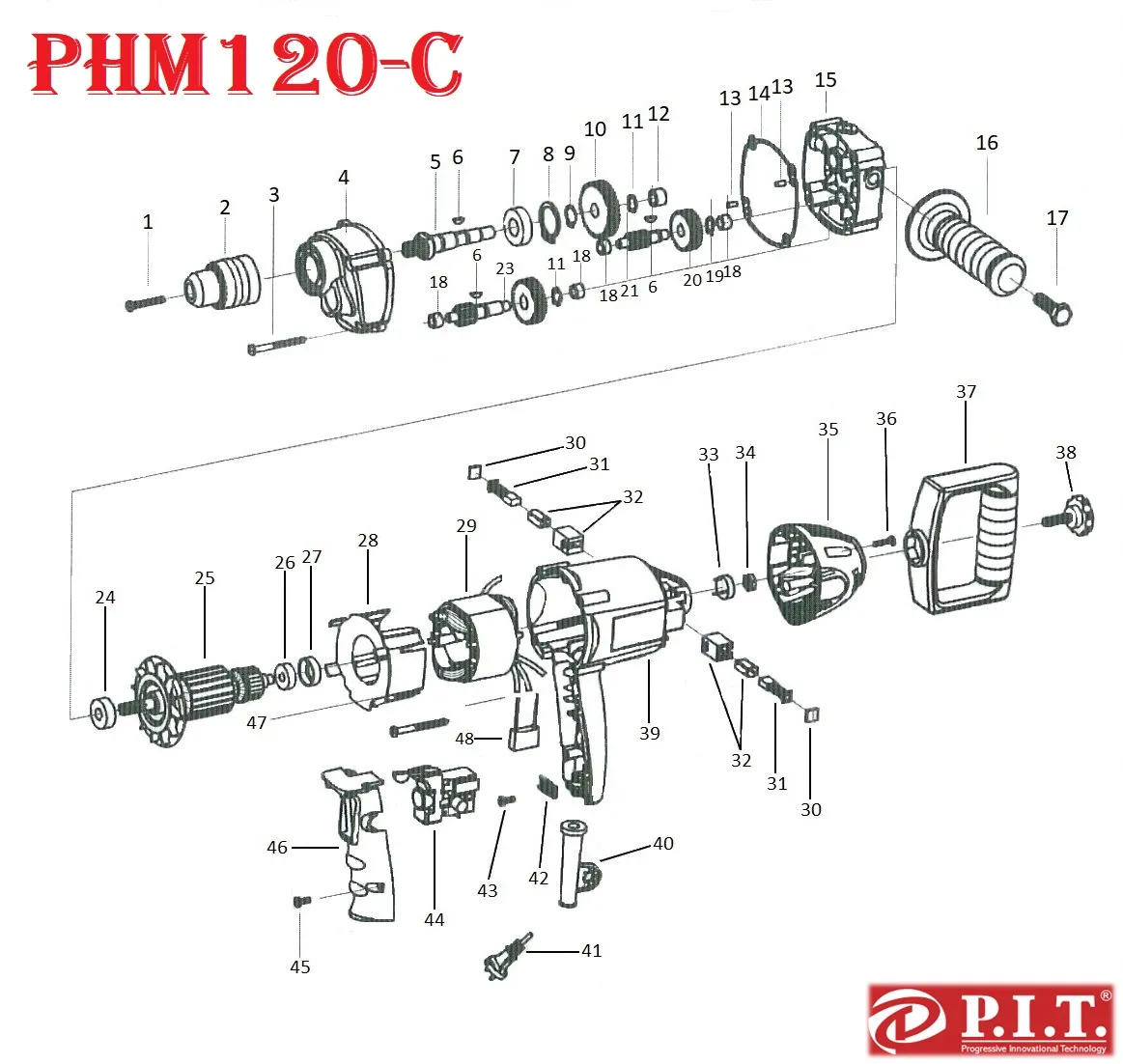Запчасти, схема и деталировка P.I.T. PHM120-C